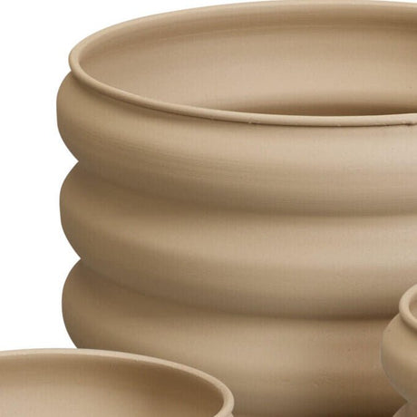 Blomsterpotter i lys brun galvanisert jern sett med 3