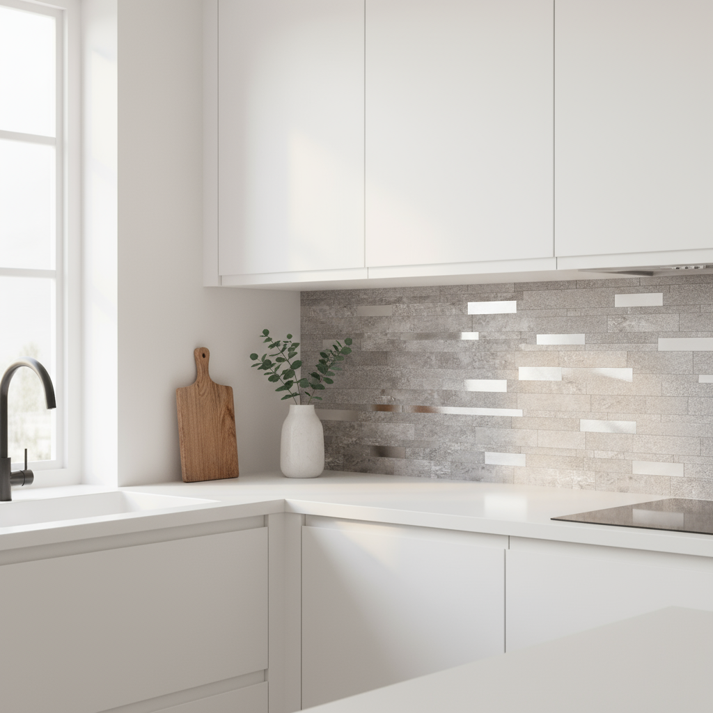 Vareprøve: Stein lys grå XL selvklebende veggfliser