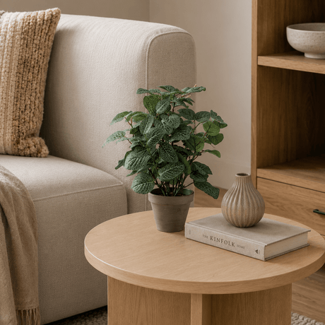 Pilea kunstig plante grønn med potte 35 x 25 cm - Lindas Dekor Kunstige planter