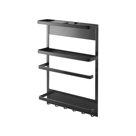 Magnetisk oppbevaringshylle til kjøleskap i svart med krokrekke