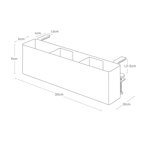 Hvit organizer til bord for penner, ladere, notatblokker og fjernkontroller