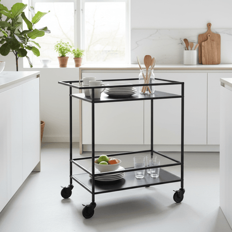 Vita barvogn 68 x 40 x 79 cm, sort metall - Lindas Dekor