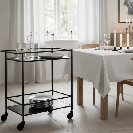 Vita barvogn 68 x 40 x 79 cm, sort metall - Lindas Dekor