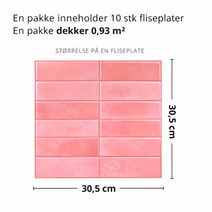 Adelina rosa veggfliser montert på kjøkkenvegg, viser enkel selvklebende installasjon uten verktøy