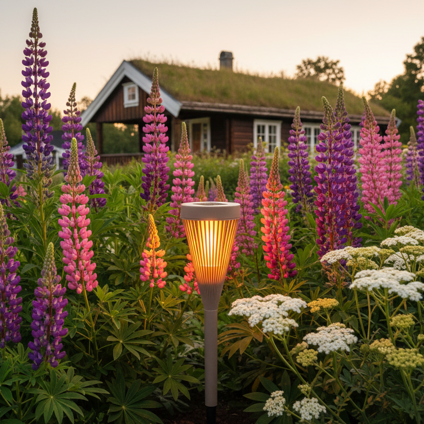 Brown solar light lupins fireweed