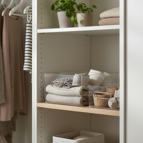 Klar plastboks til organisering i kjøleskap og skap