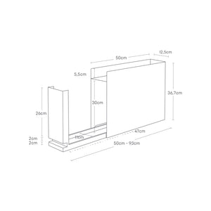 Svart krydderhylle med topplate og smal oppbevaringsløsning