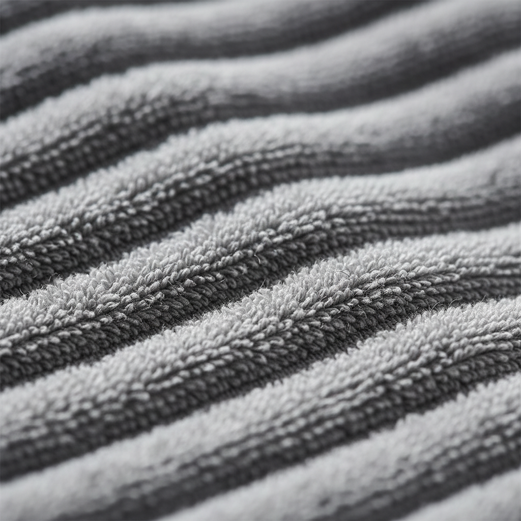 Grått badehåndkle i bomull med myk og absorberende kvalitet