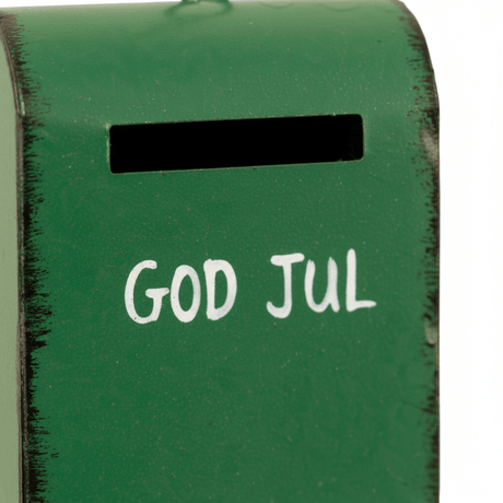 Lille grønt træpynt med 'God Jul'-tekst til juletræet