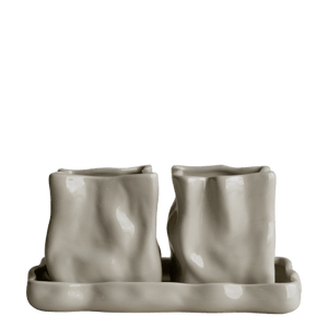 Blank glasert keramikkpotte med organisk form til urter og planter