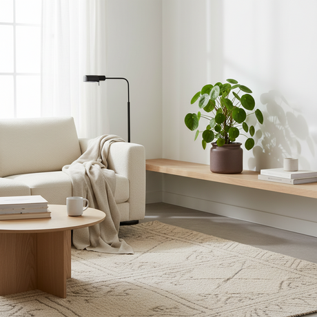 DBKD Pure keramikkpotte i brun finish viser størrelse og proporsjoner.

