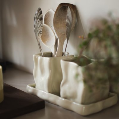 DBKD Örtpottesett 3 delar creme - Lindas Dekor