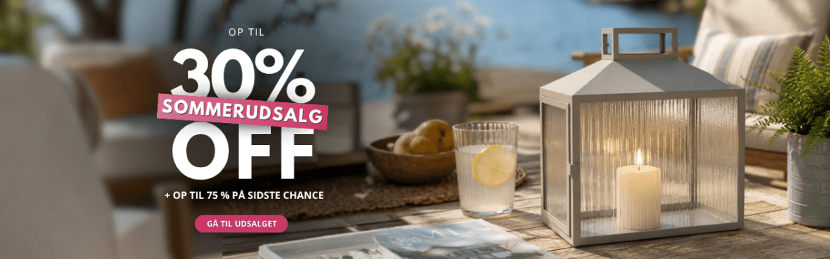 Sommerudsalg med op til 30 procent rabat på udvalgte produkter til bolig og indretning i nordisk udemiljø