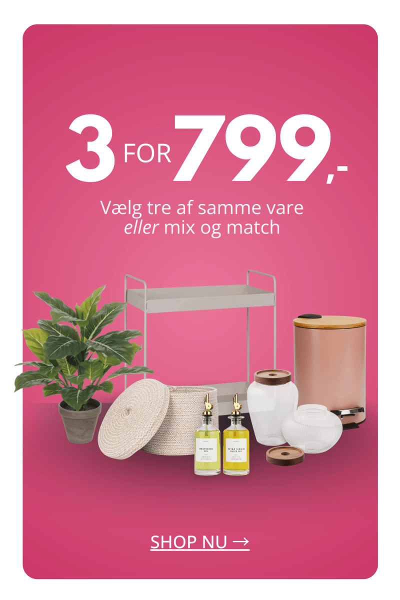 Mix og match tilbud med opbevaringsprodukter, køkkentilbehør og boliginteriør til kampagnepris