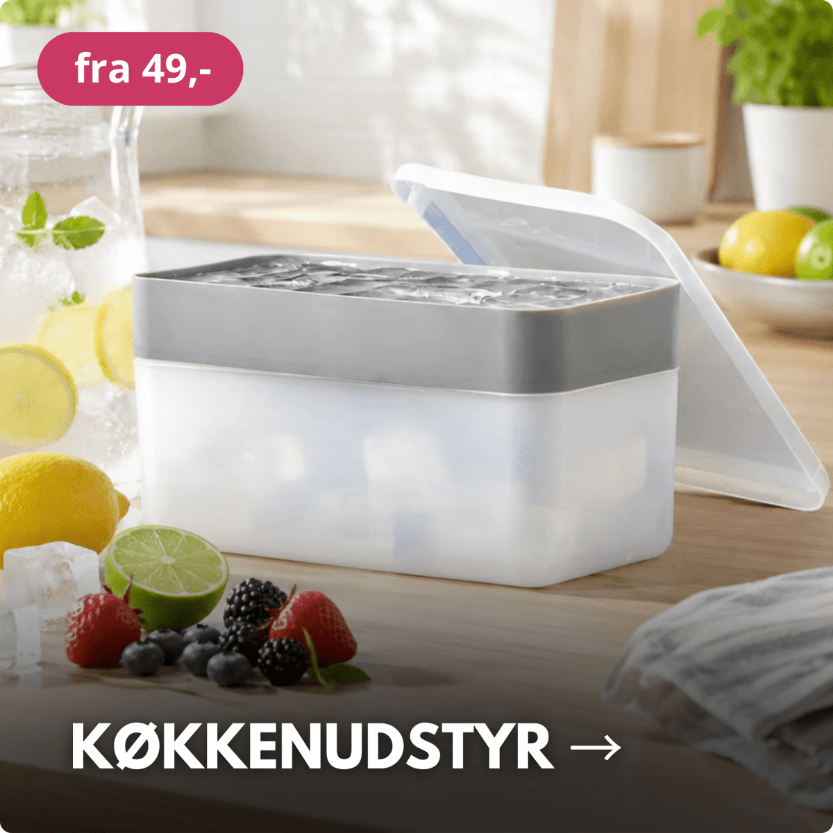 Praktisk opbevaringsboks med låg til organisering og opbevaring af fødevarer i køkkenet