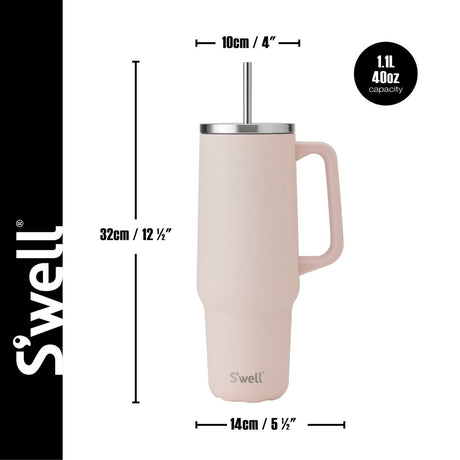 S'well termokopp XL i ljus rosa med lock och sugrör i stål