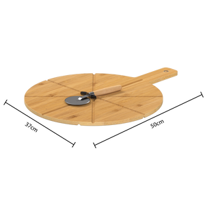 Pizzabrett i bambus med pizzakutter 37 cm – mål og dimensjoner