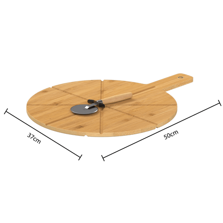 Pizzabrett i bambus med pizzakutter 37 cm – mål og dimensjoner