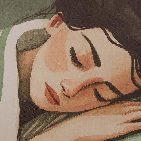 Indrammet lærredsbillede med kvindemotiv Mona 58 x 78 cm – materialmæssigt