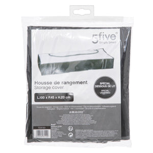 Svart oppbevaringspose under seng fra 5Five Simply Smart i original emballasje.