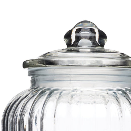 Riflet glasskrukke med glasslokk til opbevaring af tørvarer