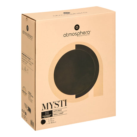 Reversibel vegglampe Mysti sort 30,5 cm – emballasje 1
