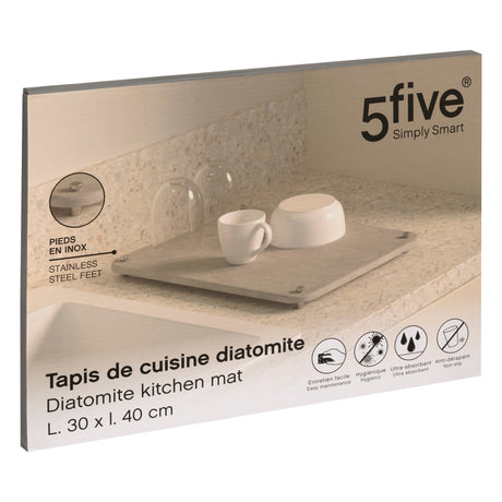 Opvaskematte i diatomitt grå 40 x 30 cm – emballasje 1