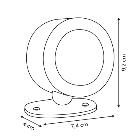 Oppladbar magnetisk LED-vegglampe sort 8 cm – mål og dimensjoner