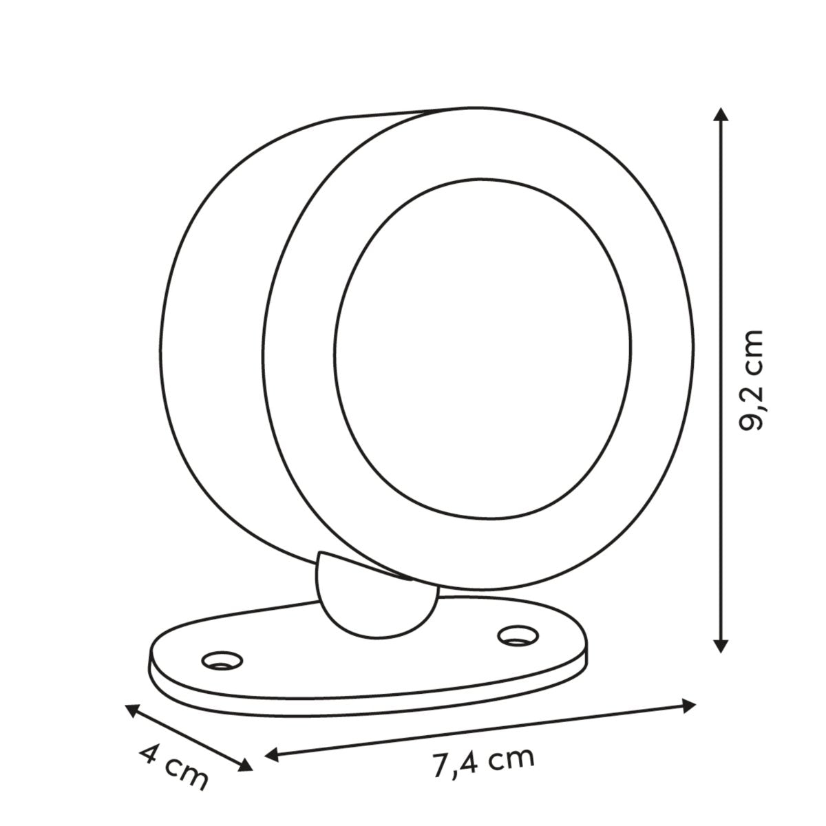 Oppladbar magnetisk LED-vegglampe hvit 8 cm – mål og dimensjoner