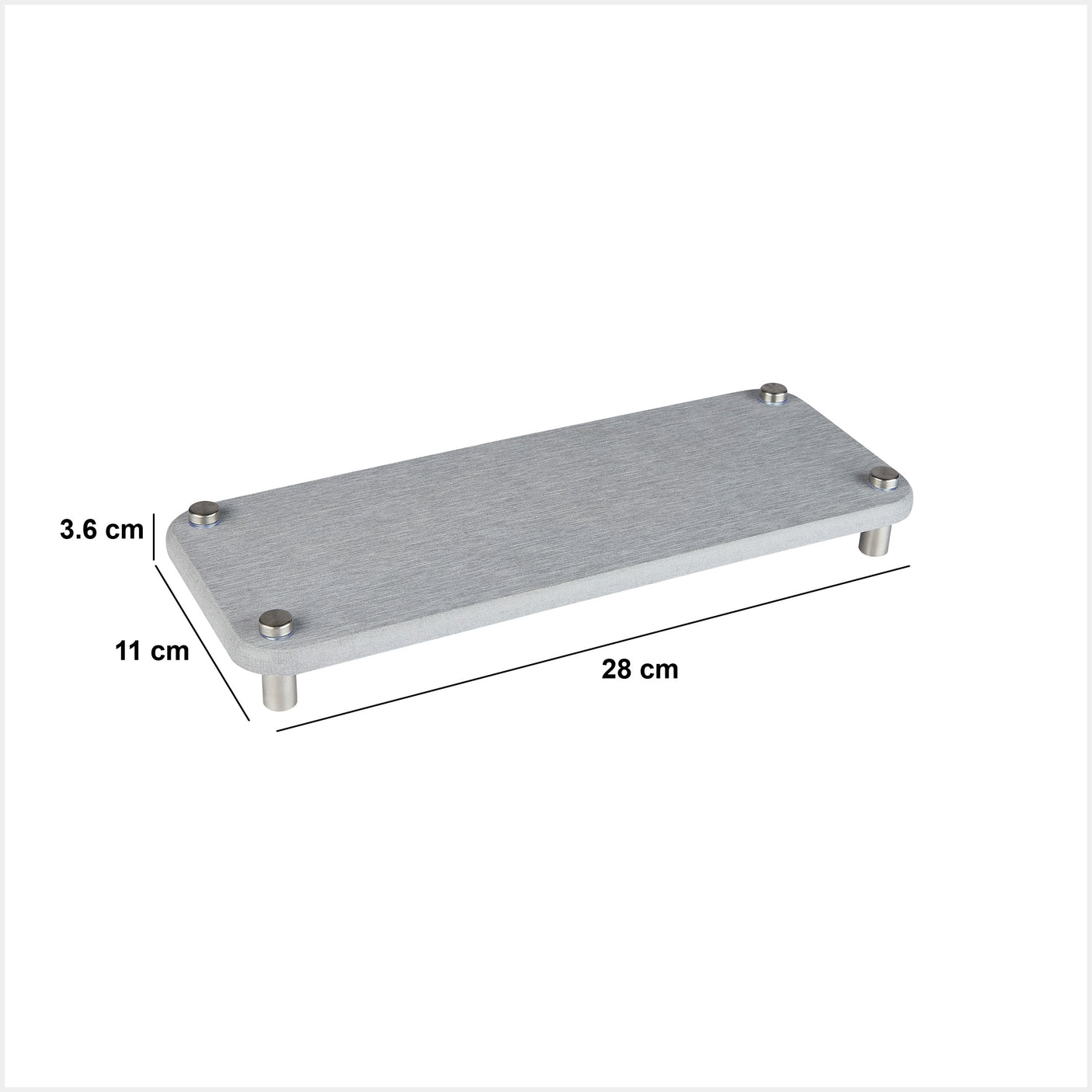 Gråt diatomitt-køkkenbræt 28x11 cm – målinger og dimensioner