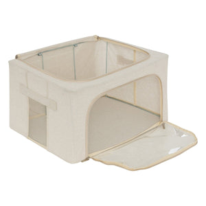 Oppbevaringsbag med dobbel åpning beige 40 x 20 x 31 cm – detaljbilde 2