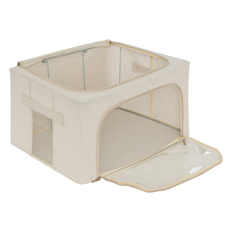 Oppbevaringsbag med dobbel åpning beige 40 x 20 x 31 cm – detaljbilde 2