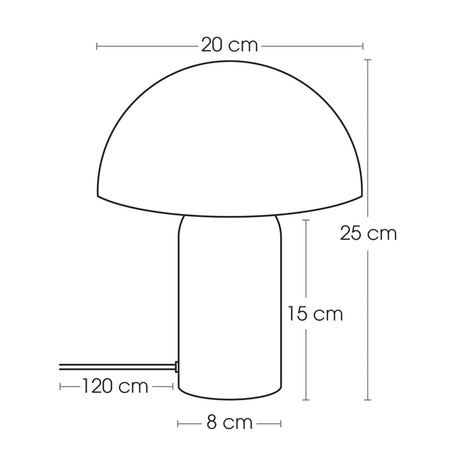 Bordslampa Lito svampform svart 24,5 cm – mått och dimensioner