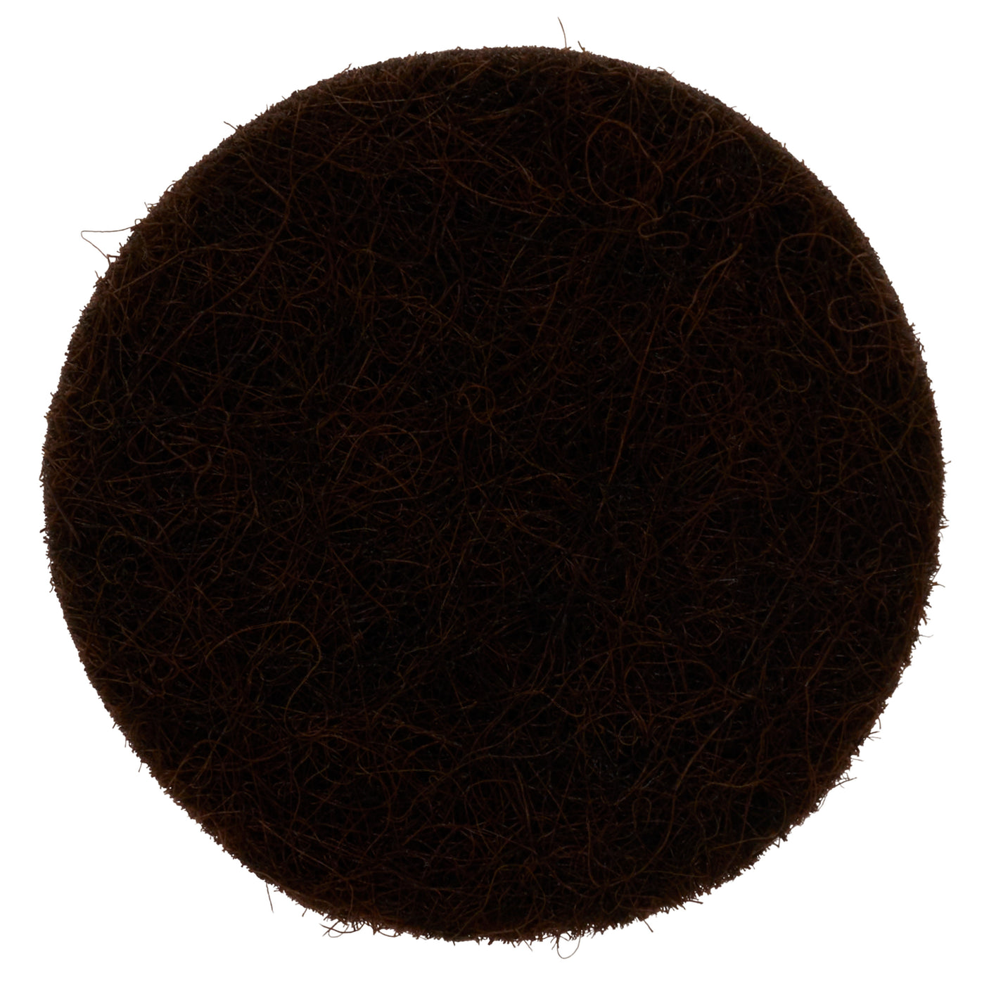 En rund selvklæbende møbelknap i brun filt, diameter 2,8 cm.