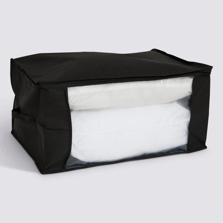 Oppbevaringspose 60 x 45 cm i sort med vindu foran og bærehåndtak