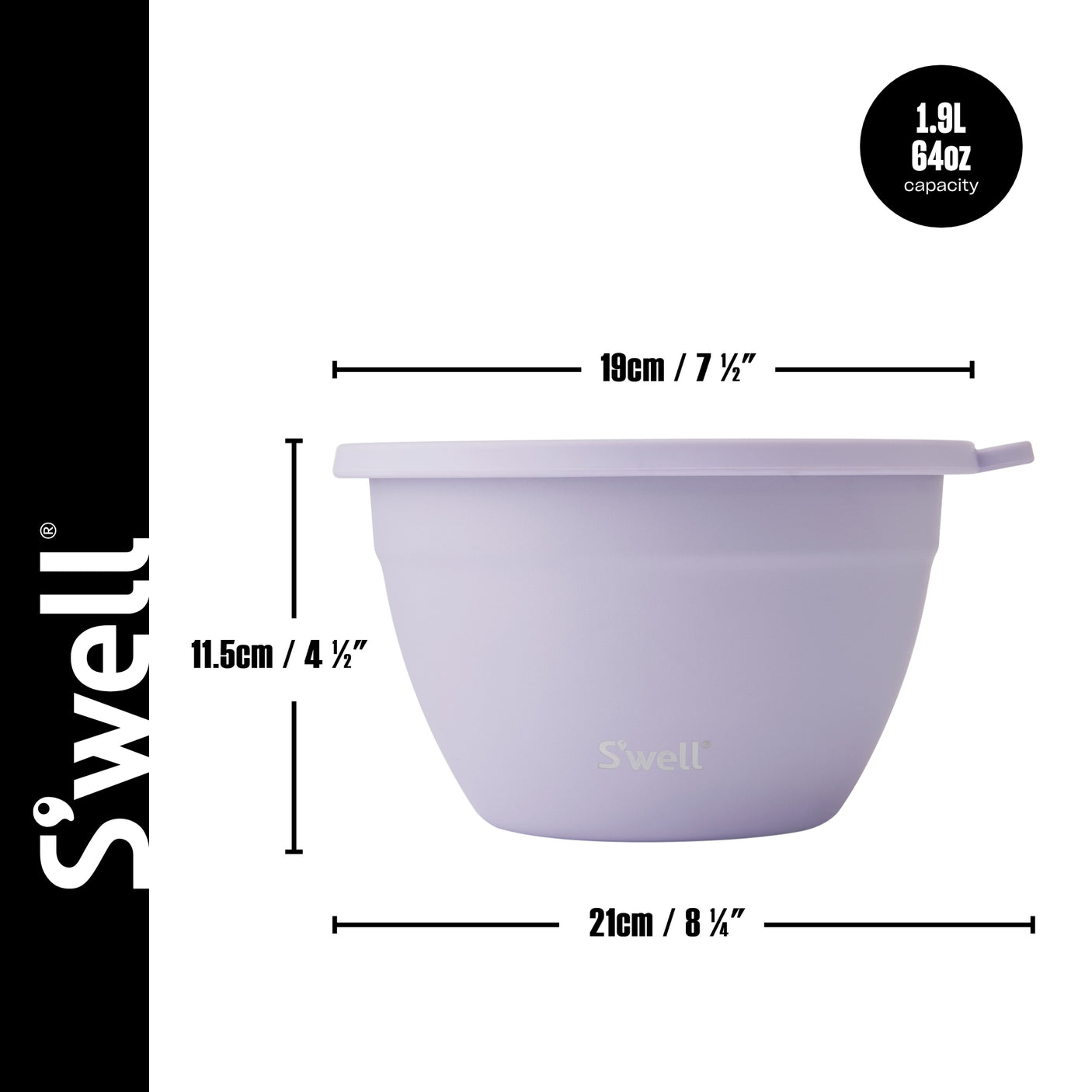 S'well salatboks i lilla rustfritt stål med gjennomsiktig lokk