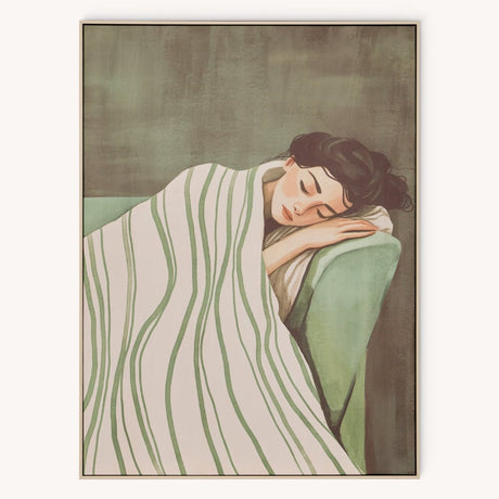 Mona lerretstryk 58 x 78 cm med hvilerende kvinde