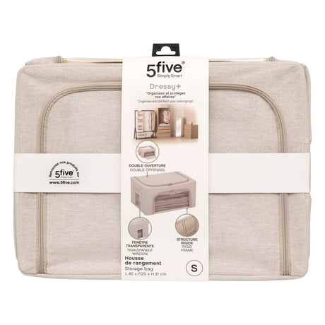 Oppbevaringsbag med dobbel åpning beige 40 x 20 x 31 cm – emballasje 1