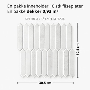Målillustrasjon av Hedda grå selvklebende veggfliser 30,5 x 30,5 cm