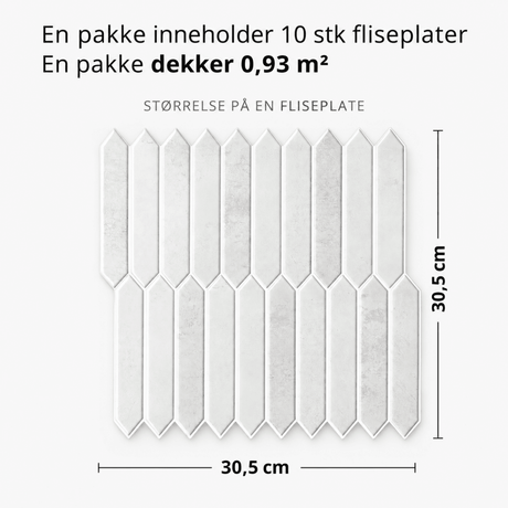 Målillustrasjon av Hedda grå selvklebende veggfliser 30,5 x 30,5 cm