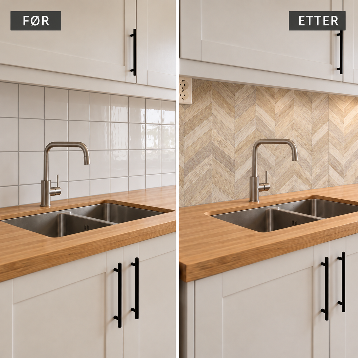 10-pk Nordic Chevron selvklebende veggfliser