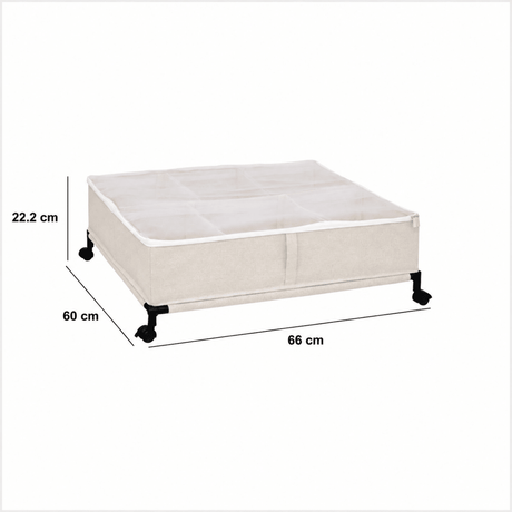 Oppbevaringsboks under seng med hjul beige 66 x 60 cm - Lindas Dekor Oppbevaringsboks