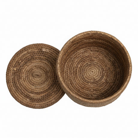 Desio oppbevaringskurver i natur med lokk og rund form