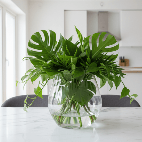 Glassvase – tropiske blader