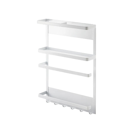 Magnetisk oppbevaringshylle til kjøleskap i hvit med krokrekke