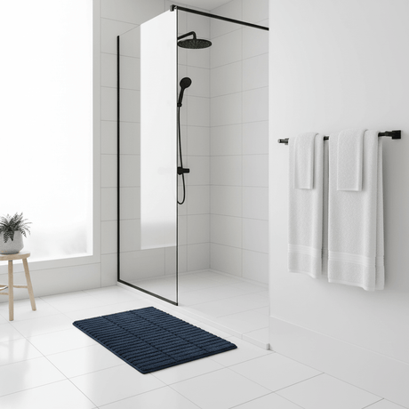 Badematte Tiles mørkeblå 80 x 50 cm - Lindas Dekor