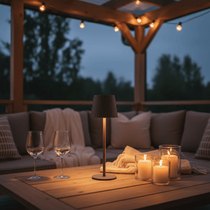 Taupe LED lampe med 24 lys og 3 justerbare lysmoduser