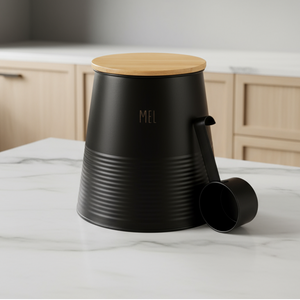 Boks mel sort metall 17,5 cm