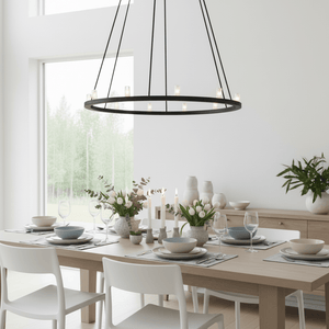 Taklampe rund 90 cm metall sort - Lindas Dekor