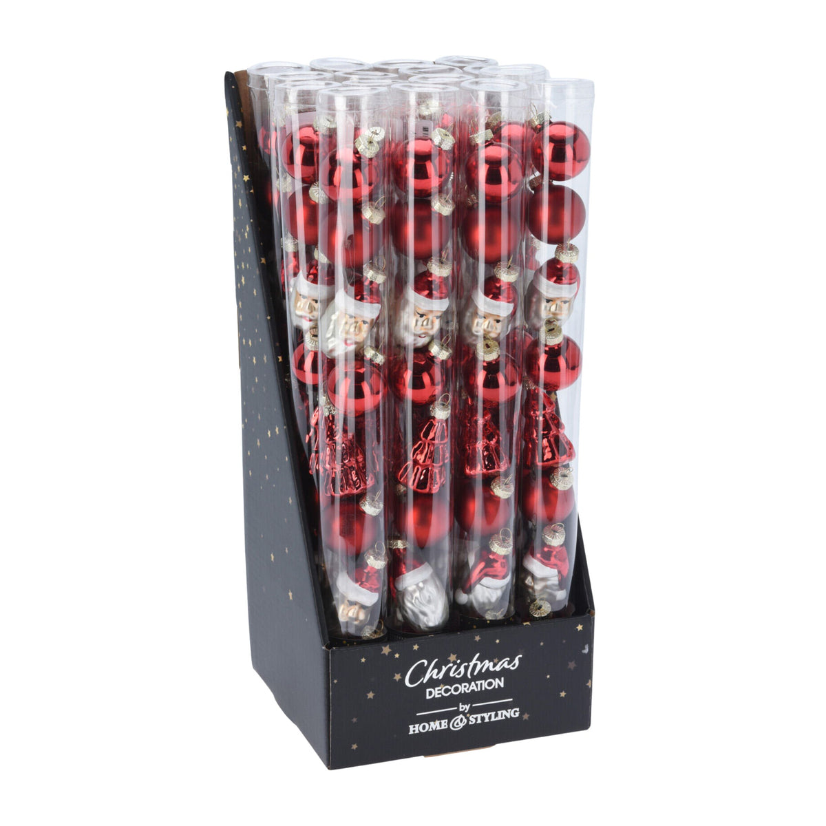 Julepynt 3 figurer 6 kuler Røde 9 stk